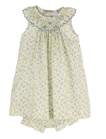 Lulli & Me Lavender Smock Bishop, Blue, Embroidery Handmade