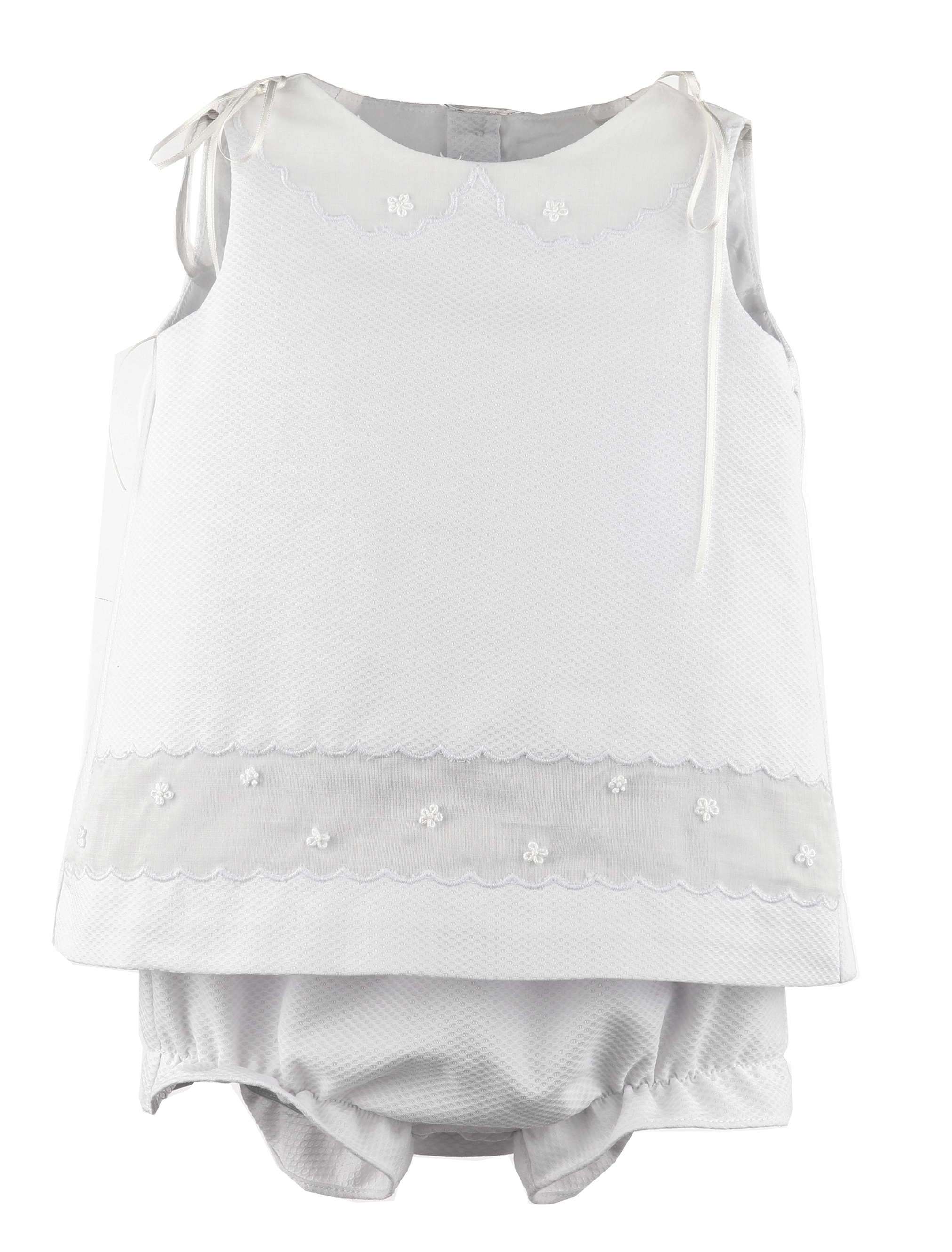 Lulli & Me Pique Collar Set, White, Embroidery Handmade