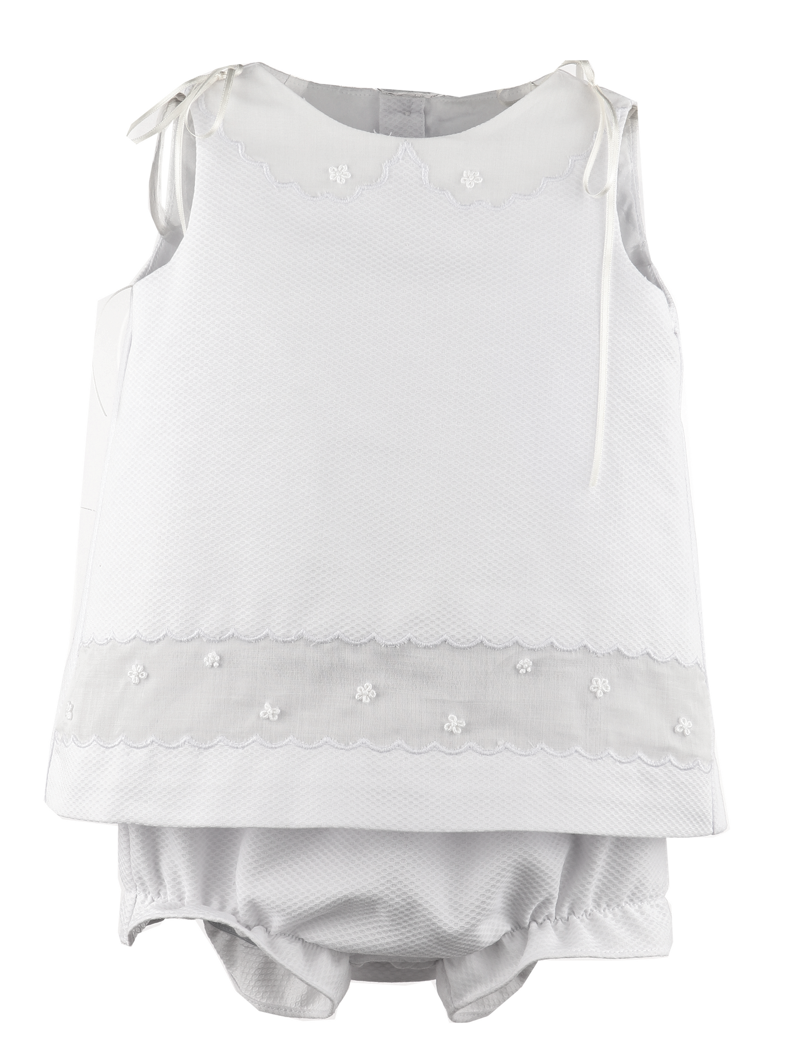 Luli & Me Pique Collar Set, White, Embroidery Handmade