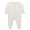 Baby Girl Babygrow Woven Velour Footie, Ecru