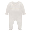 Baby Girl Babygrow Woven Velour Footie, Ecru