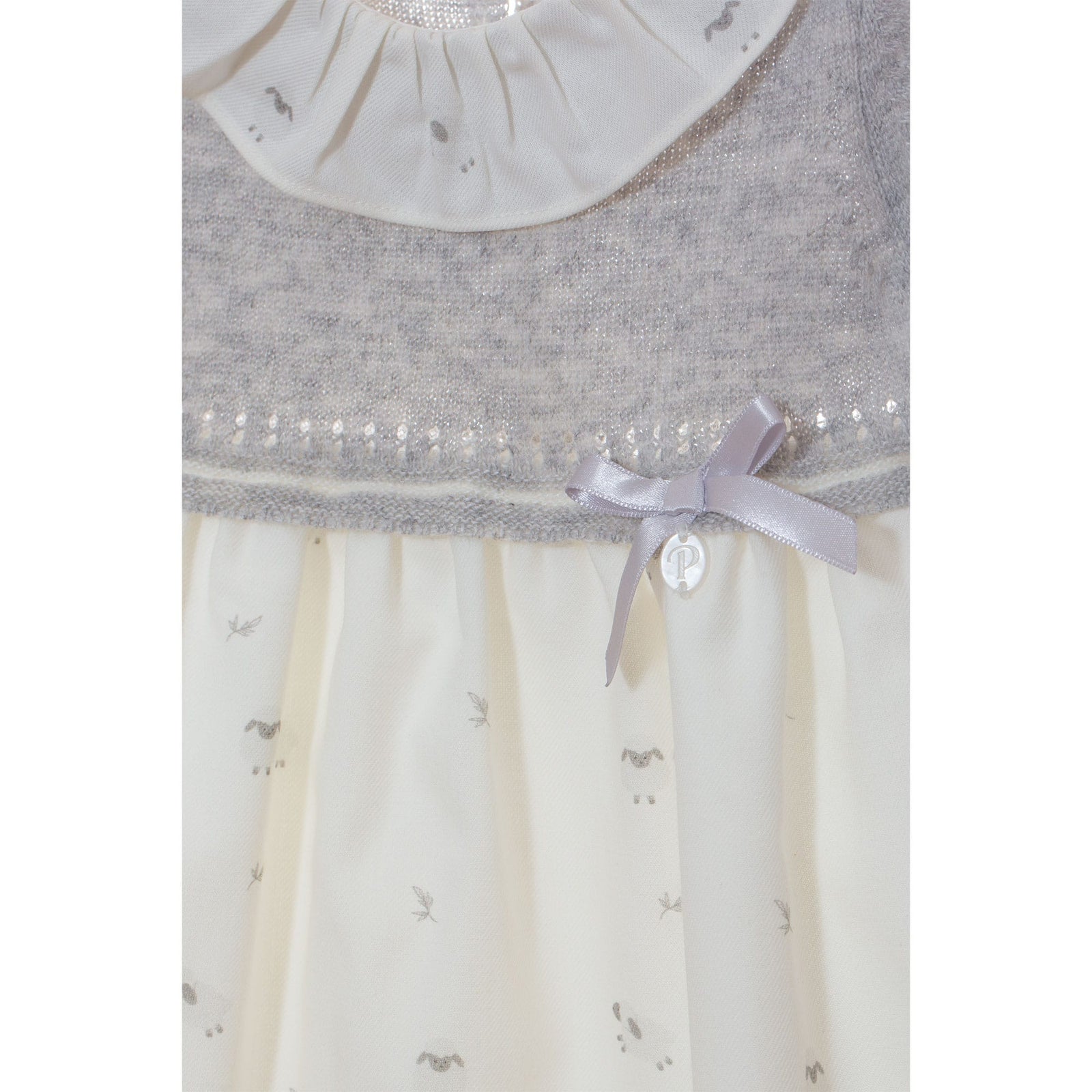 Baby Girl Dress, Tricot, Melange Grey