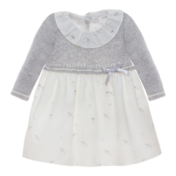 Baby Girl Dress, Tricot, Melange Grey