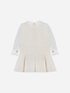 Ecru Tweed and Chiffon Dress, Ecru