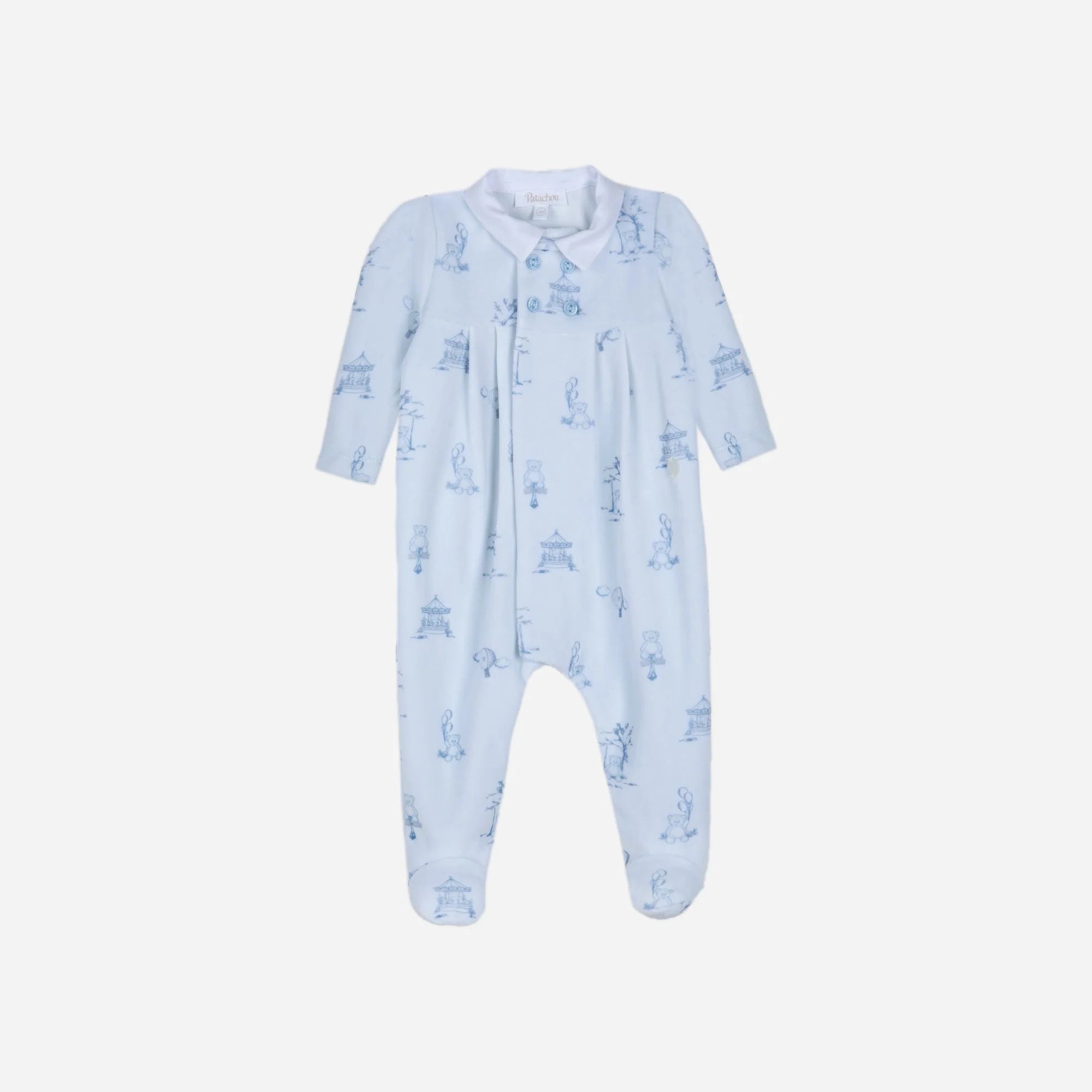 Babygrow Knit, Toile De Jouy, Blue