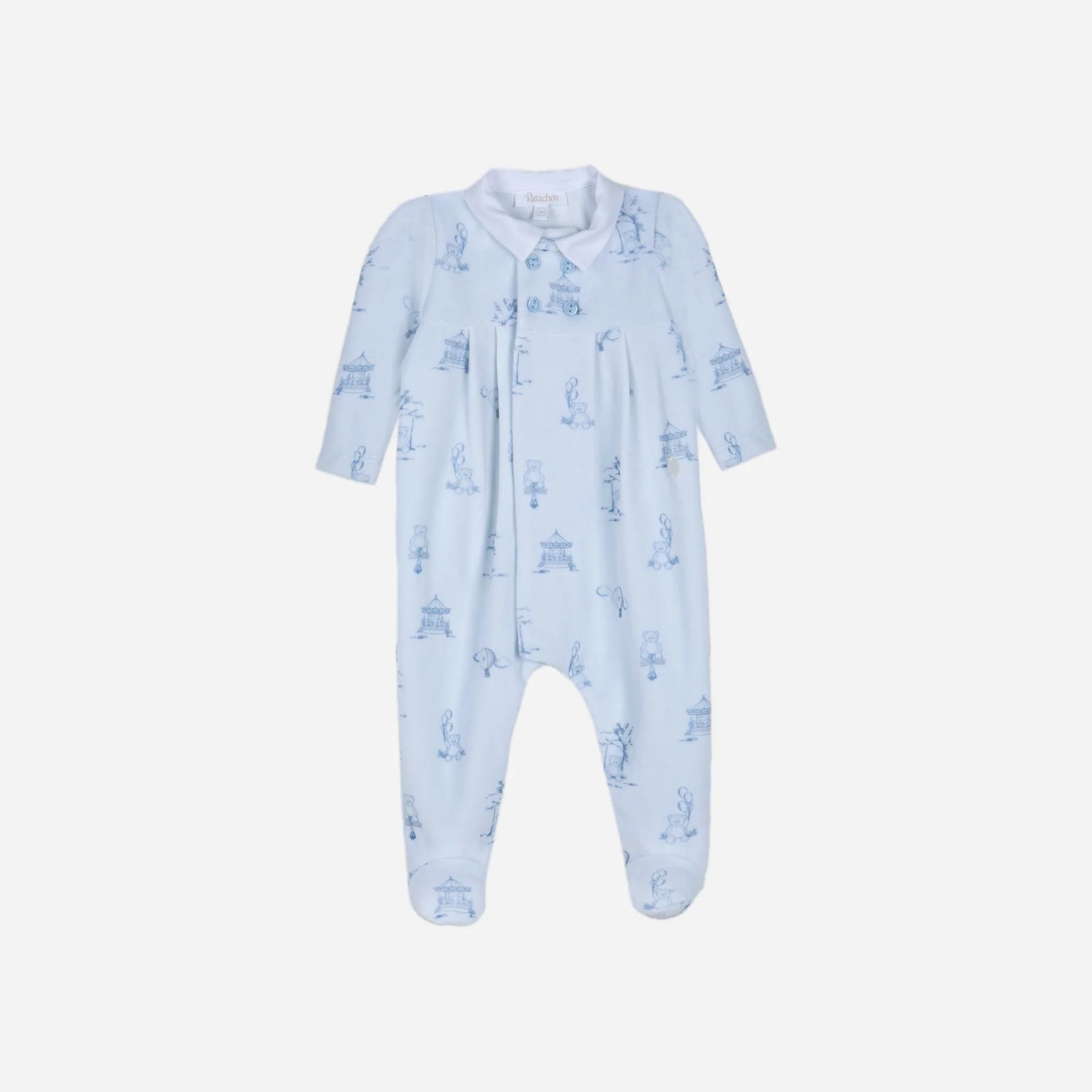 Babygrow Knit, Toile De Jouy, Blue