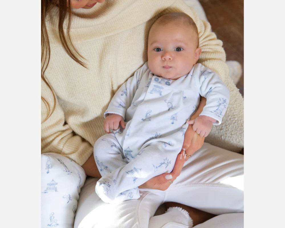 Babygrow Knit, Toile De Jouy, Blue