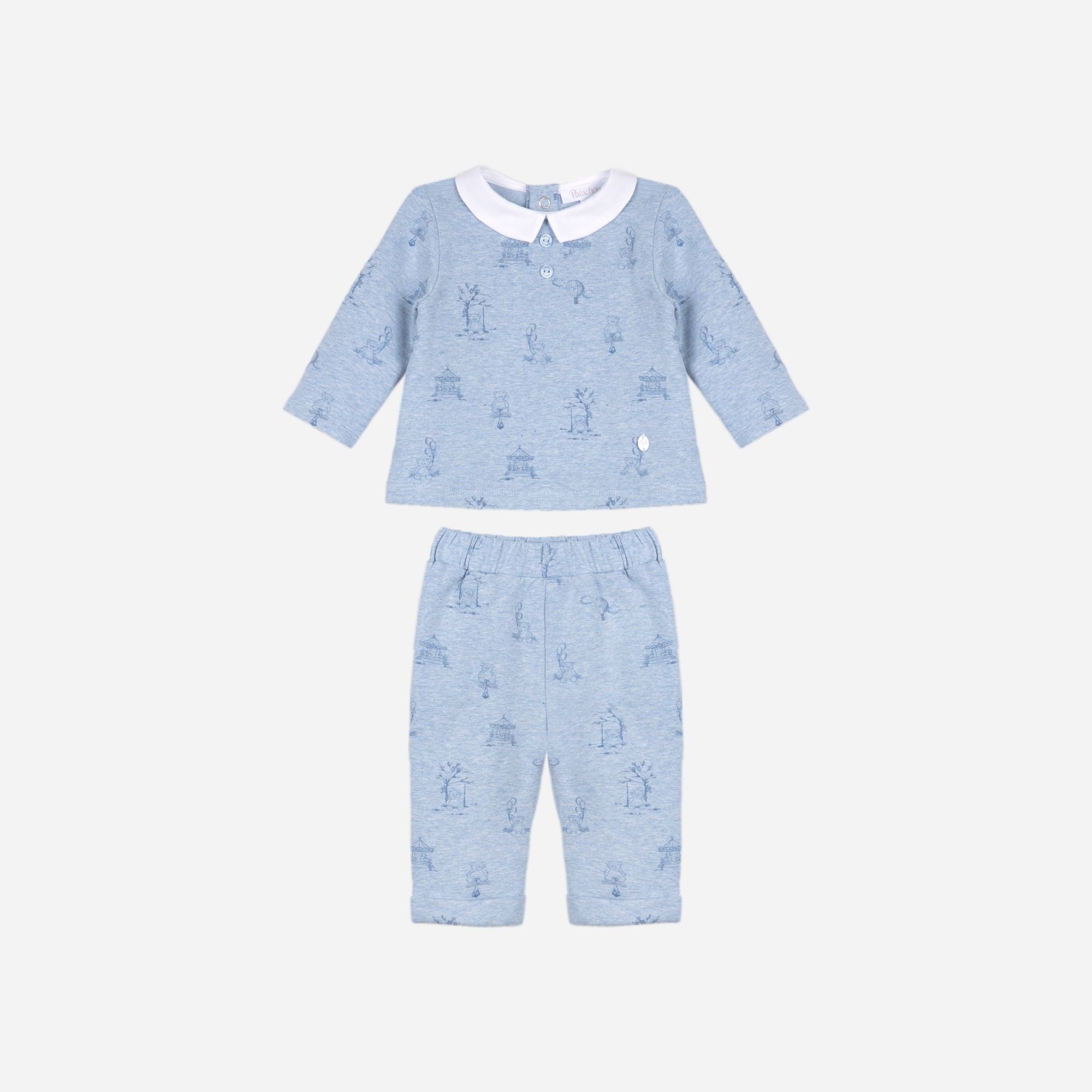 Baby Set, Knit, Bue Toile De Jouy