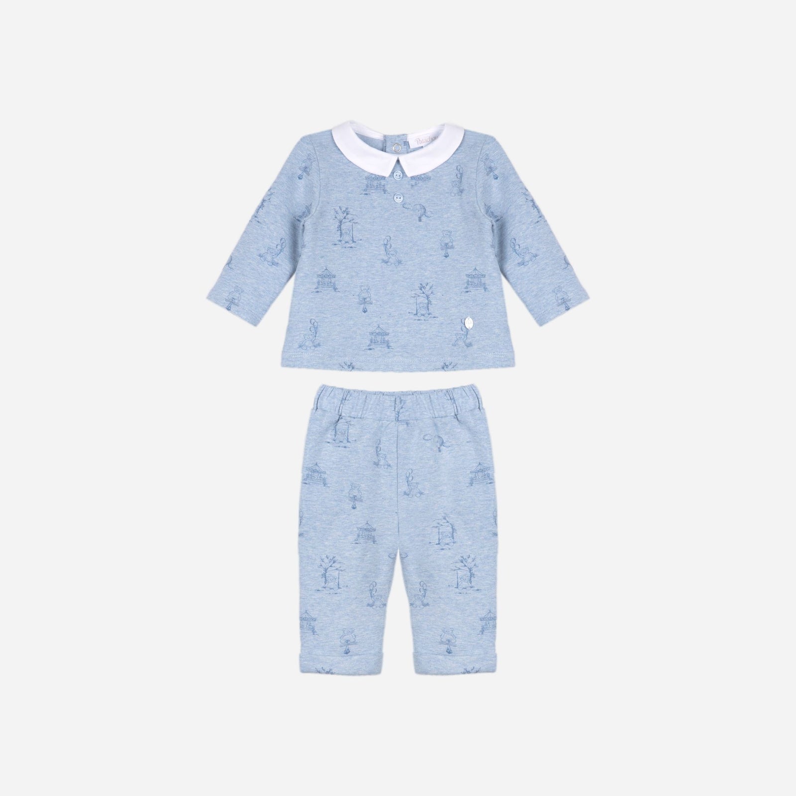 Baby Set, Knit, Bue Toile De Jouy