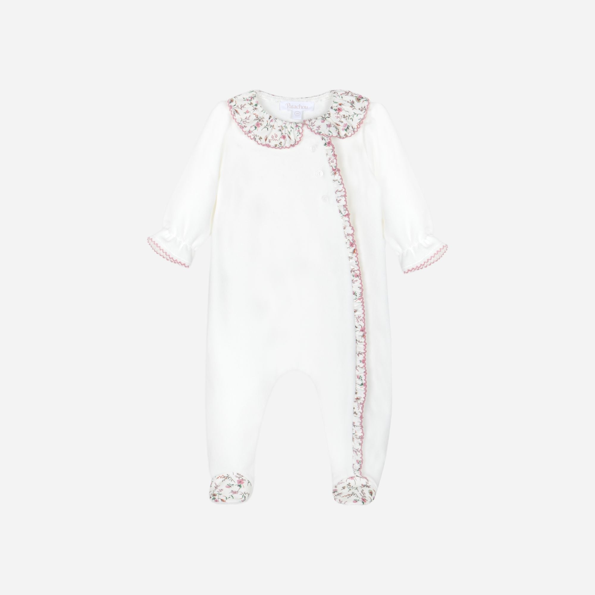 Baby Girl Babygrow Knit Footie, Ecru