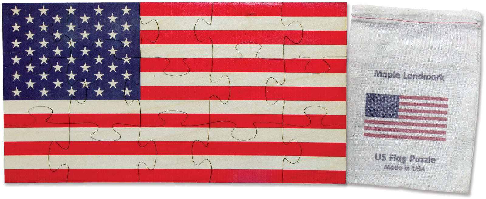 Maple Landmark American Flag Shaped Jigsaw Puzzle