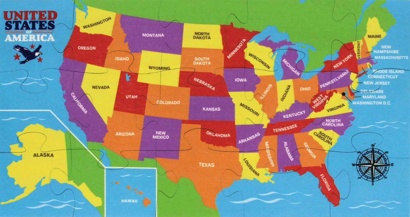 Maple Landmark U.S. Map Shaped Jigsaw Puzzle