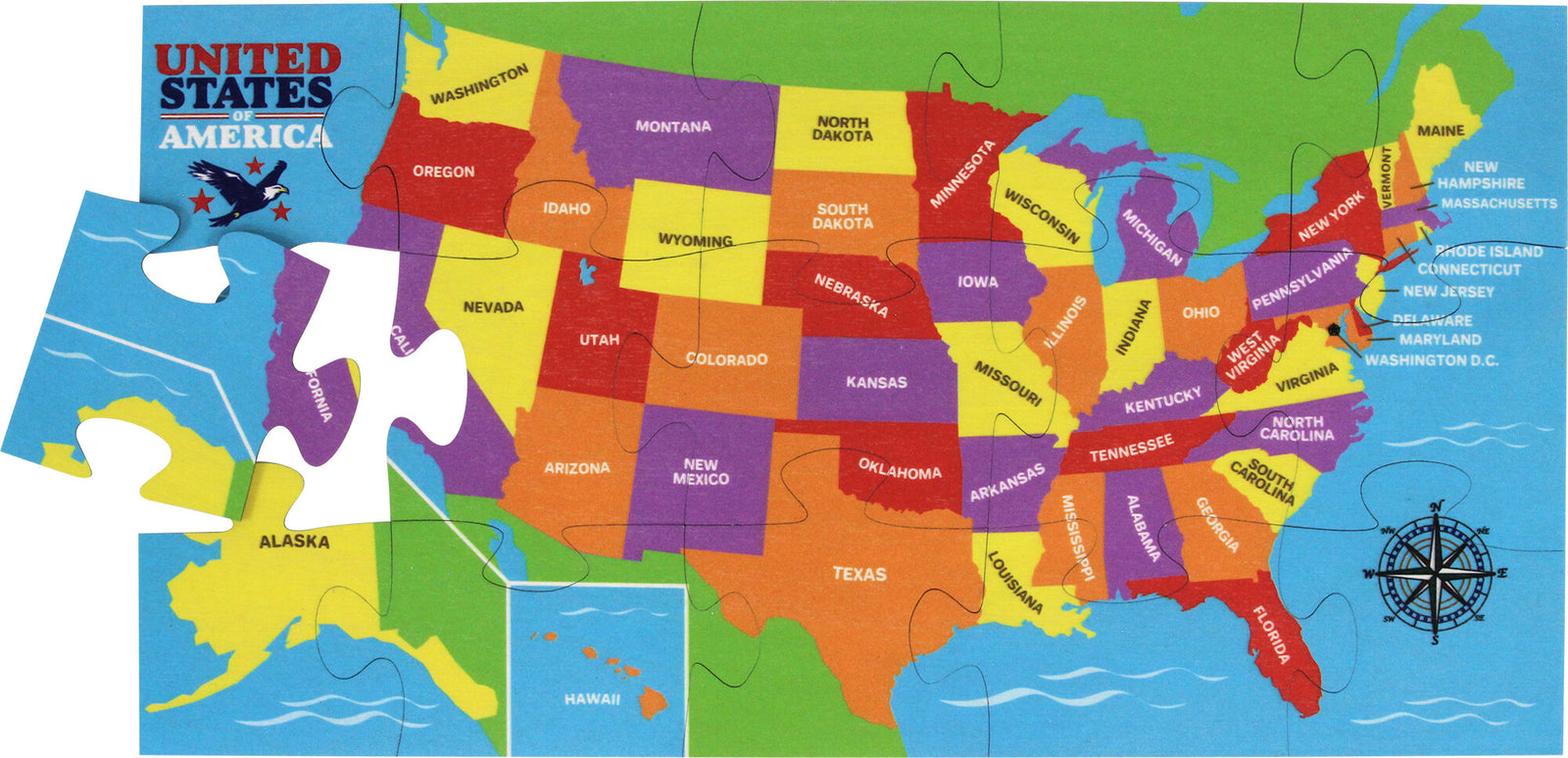 Maple Landmark U.S. Map Shaped Jigsaw Puzzle