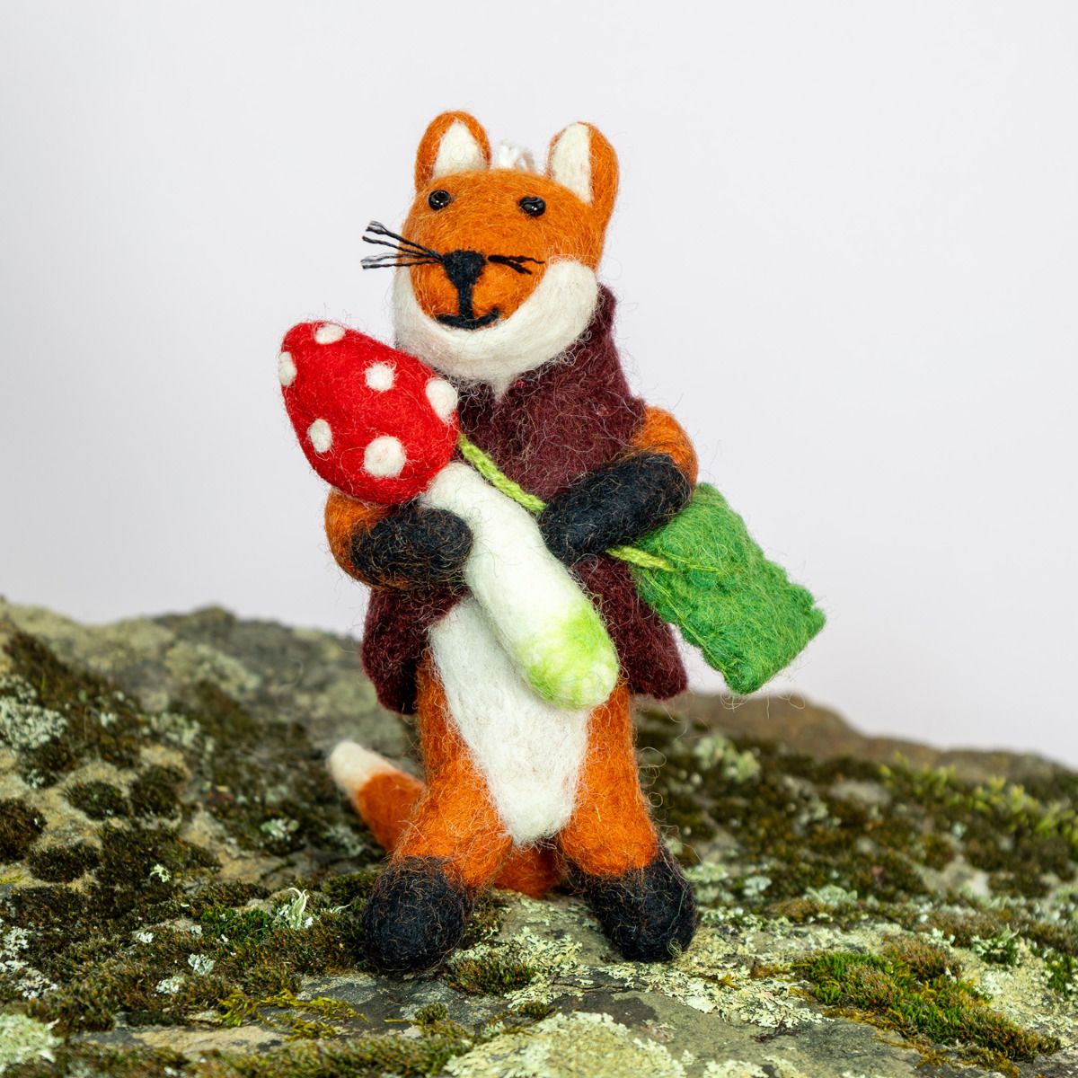 Wild Woolies Handmade Ornament - Foraging Fox