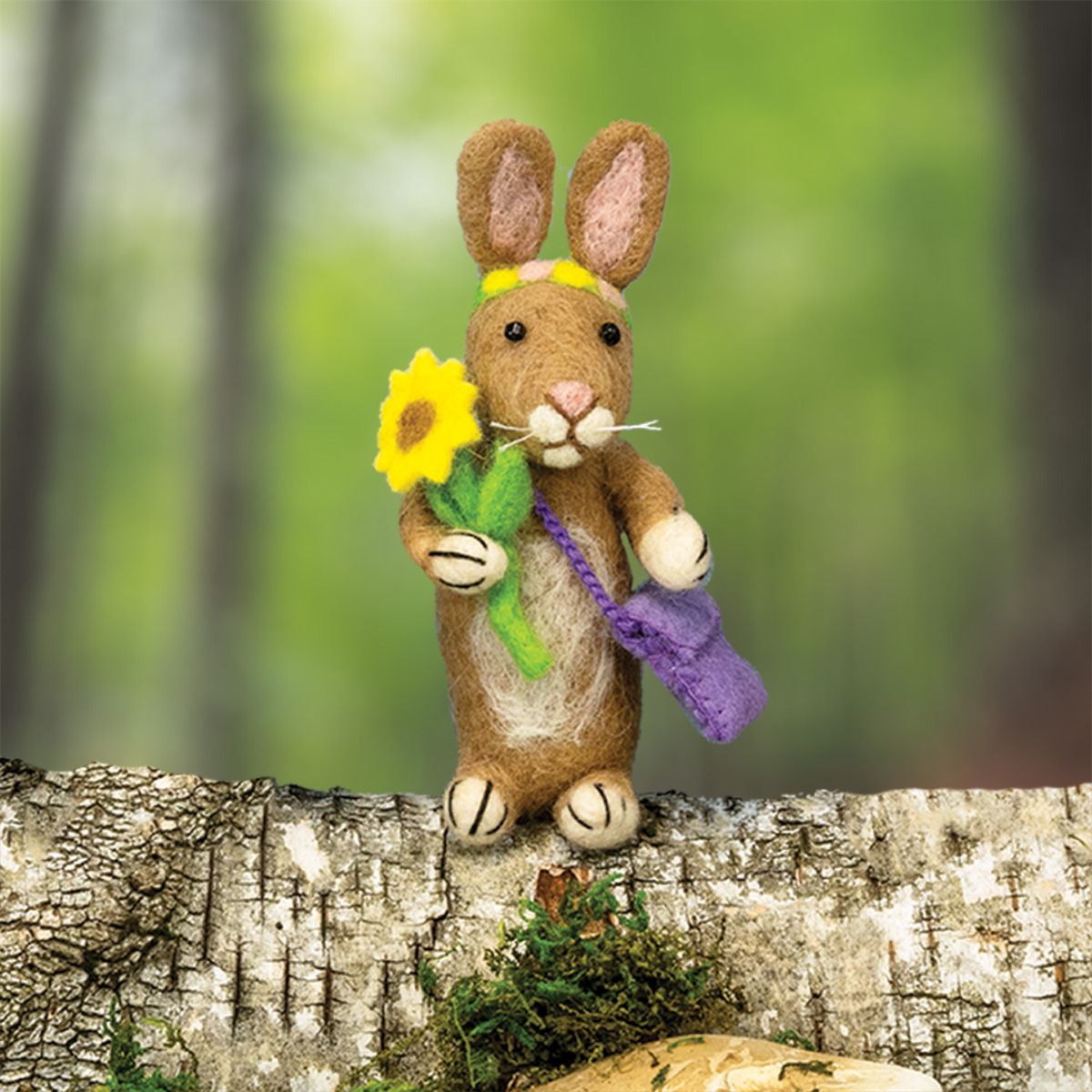 Wild Woolies Handmade Ornament - Foraging Bunny