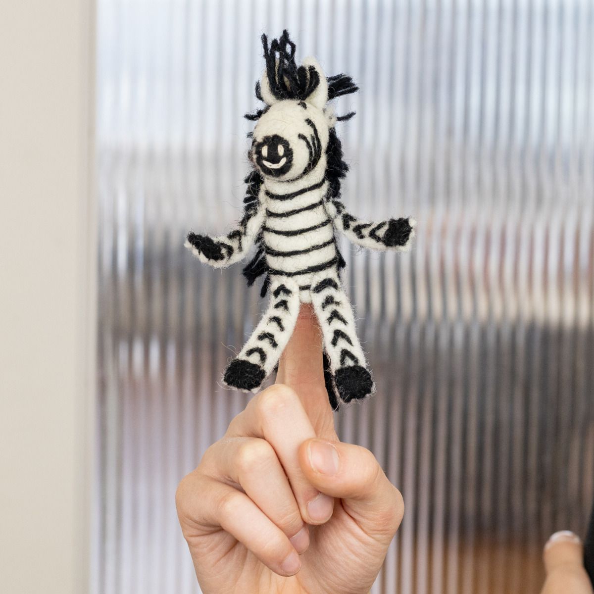 Wild Woolies Handmade Finger Puppet Wild Woolie Zebra
