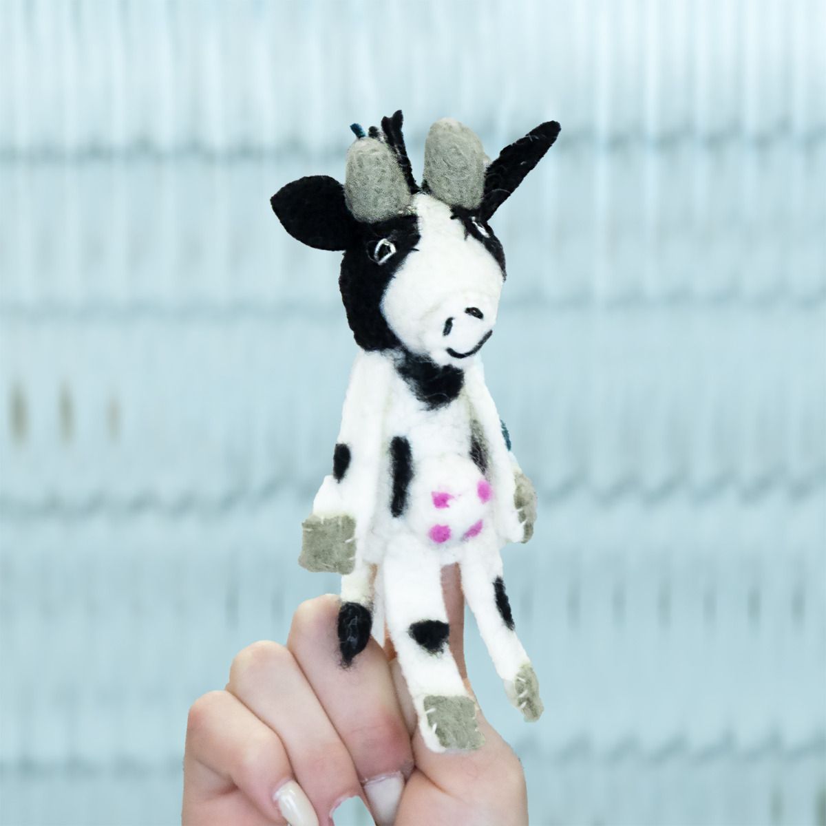 Wild Woolies Handmade Finger Puppet Wild Woolie Cow