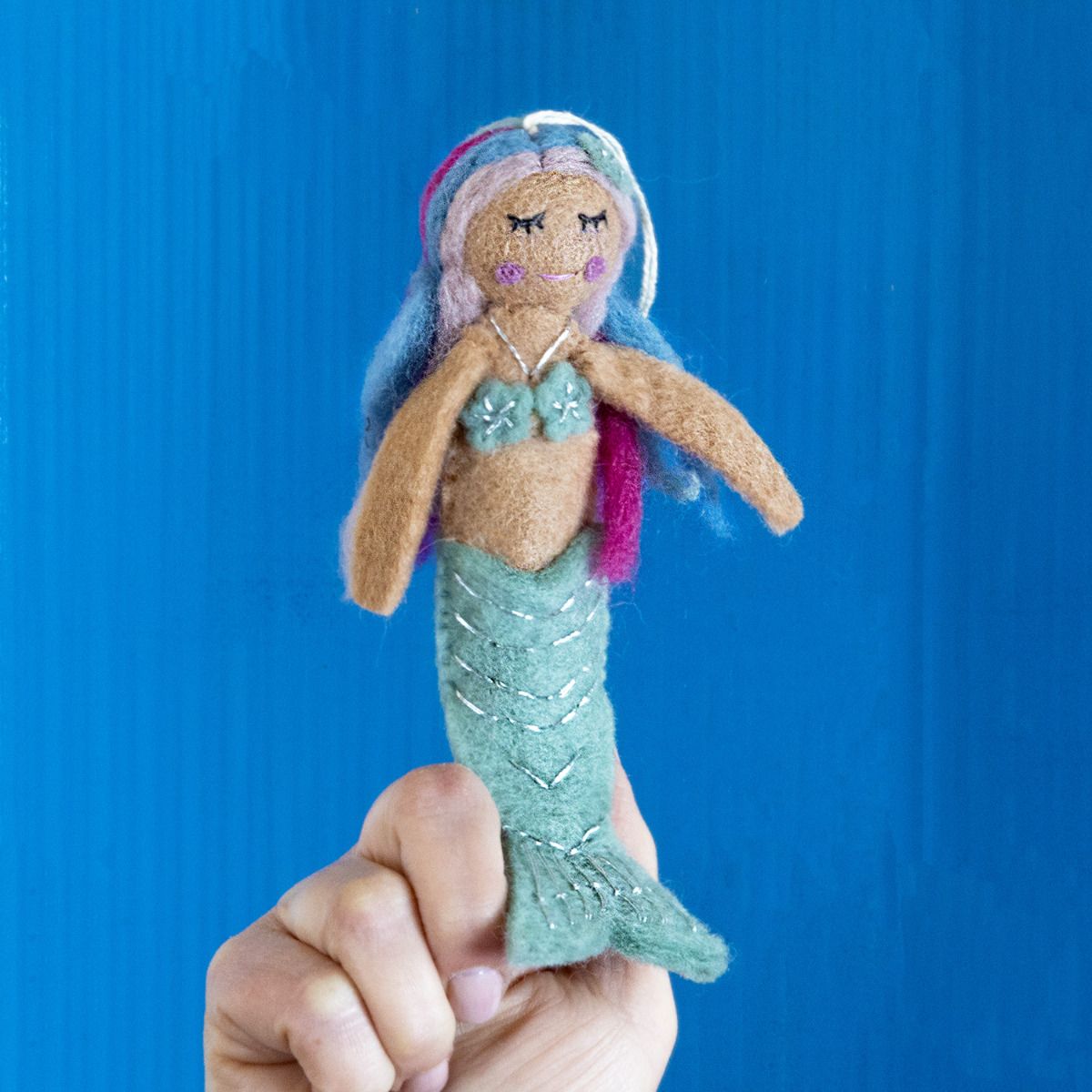 Wild Woolies Handmade Finger Puppet Wild Woolie Mermaid