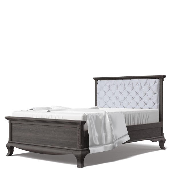 Full Bed Tufted Headboard Oil Grey with Grey Linen