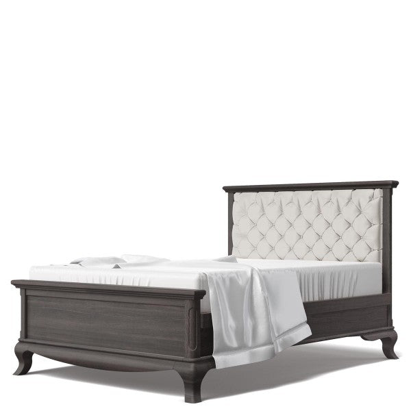 Full Bed Tufted Headboard Oil Grey with Grey Linen