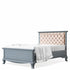 Full Bed Tufted Headboard Washed Grey with Beige Velvet