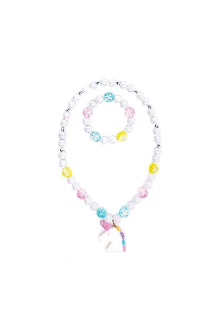 Great Pretenders White Unicorn Necklace & Bracelet Set, 2pc
