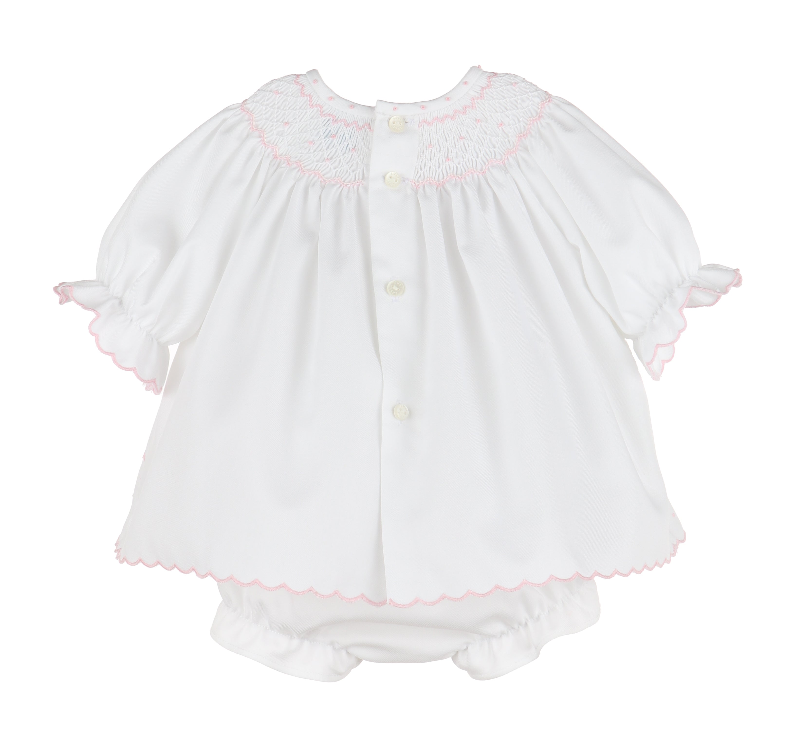 Classic Embroidery Feston Bishop with Bonnet, Pink