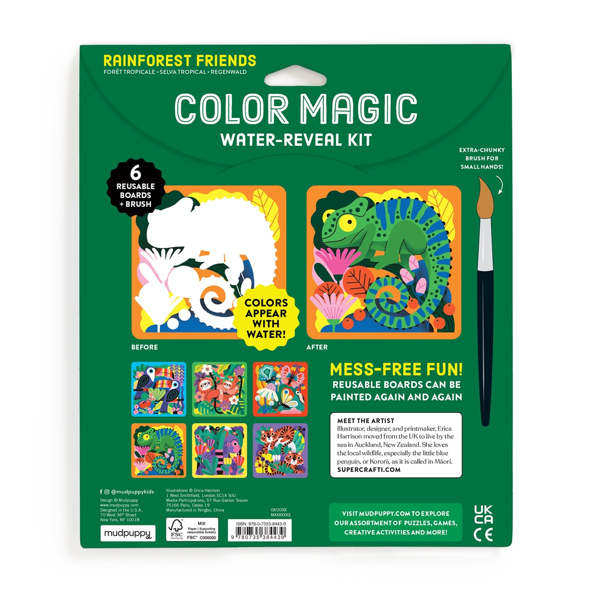 Chronicle Mudpuppy Rainforest Friends Color Magic Water-Reveal Kit