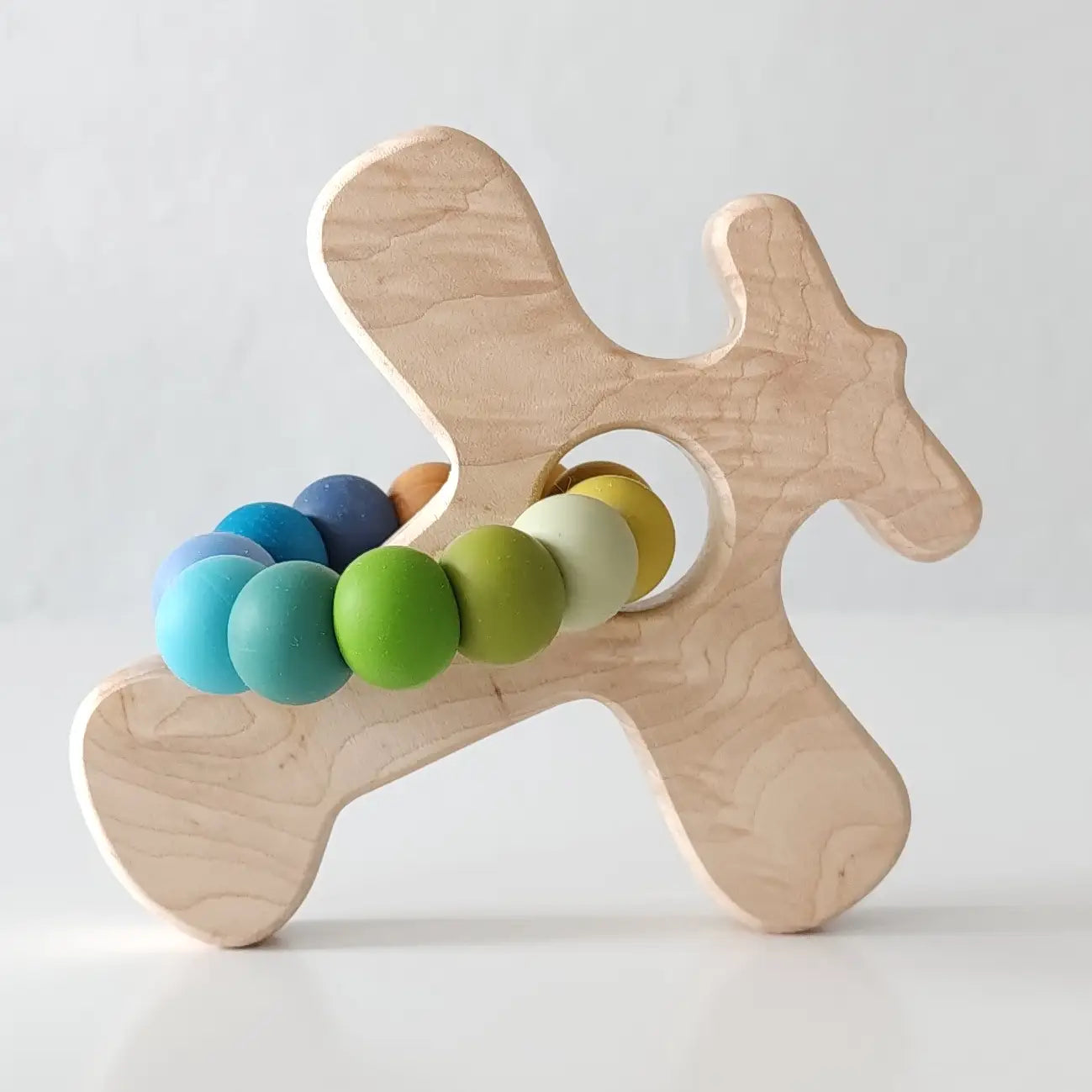 Bannor Toys Airplane Grasping Wooden Baby Toy with Teething Beads, Mountain
