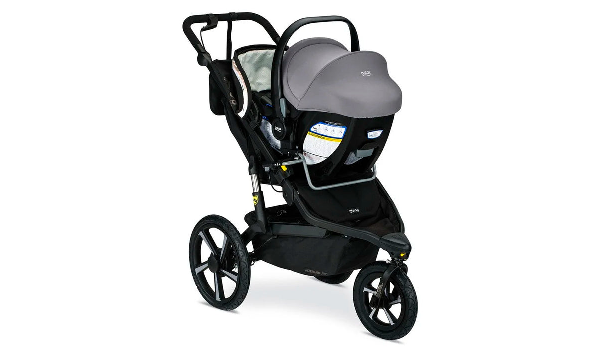 Right Facing Alterrain Pro made into a travel system with Willow S Car Seat using adapter