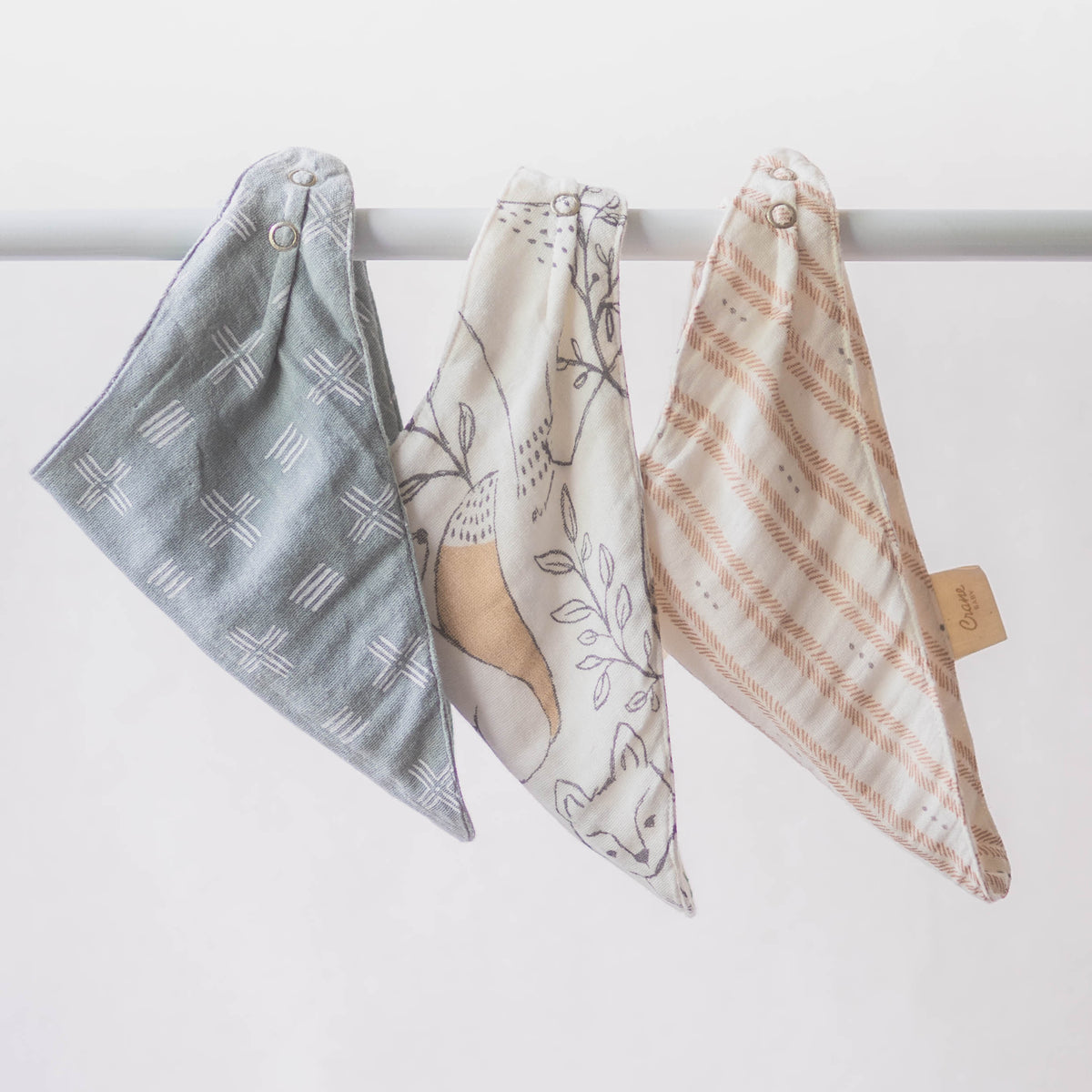 Crane Baby Ezra Woodland Cotton Bandana Baby Bib (3 Pack)