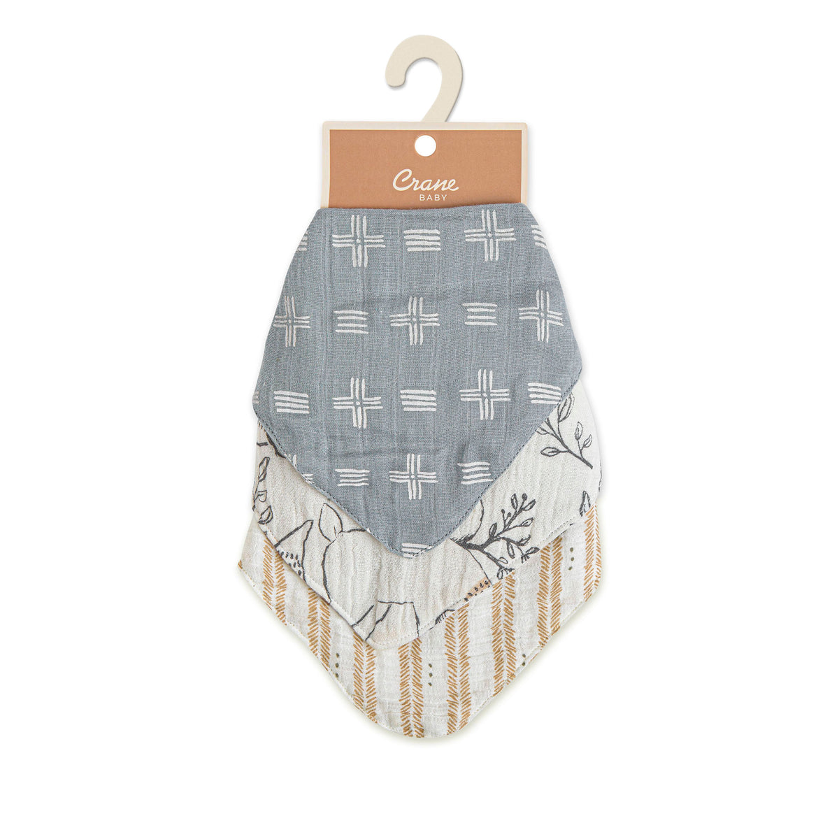 Crane Baby Ezra Woodland Cotton Bandana Baby Bib (3 Pack)