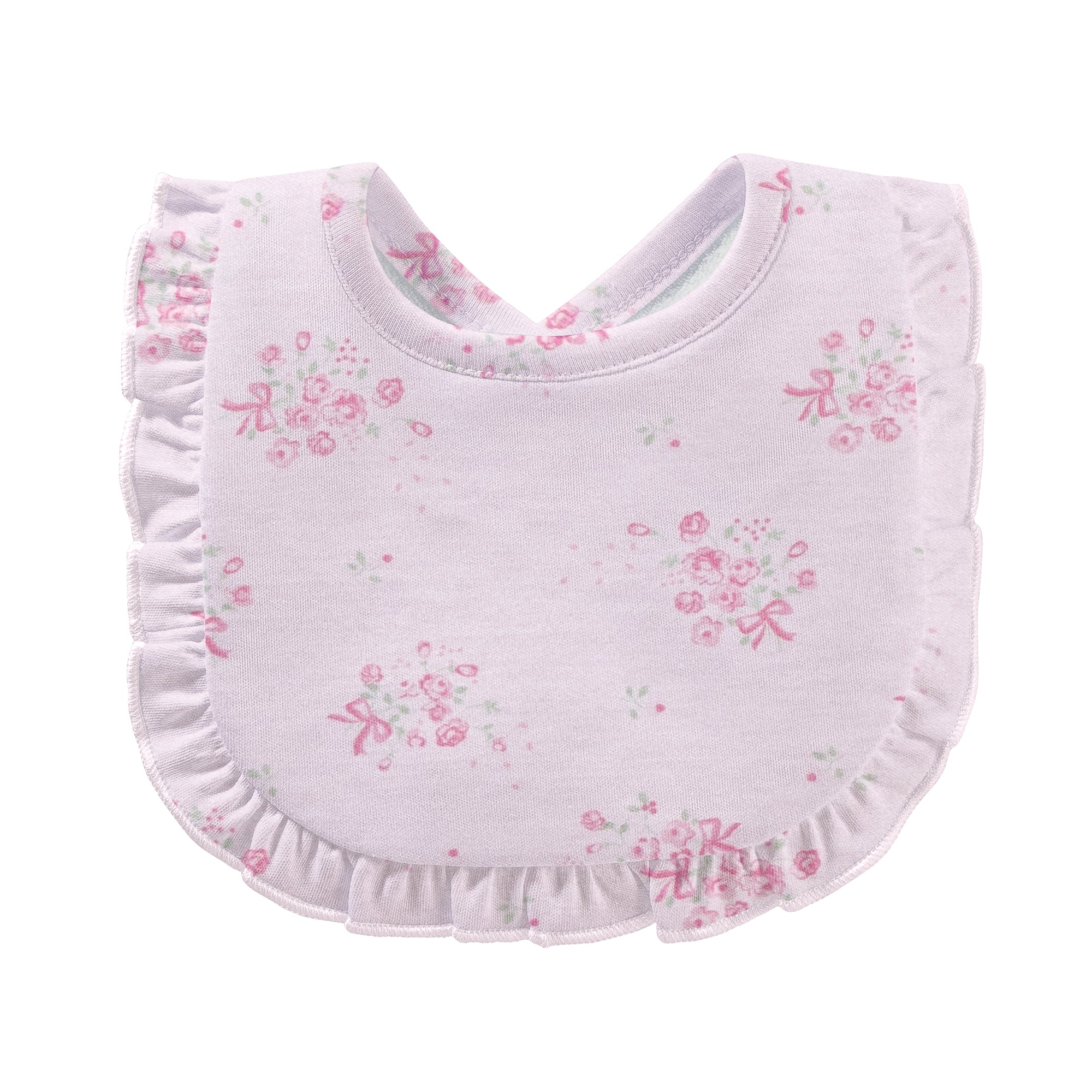 Baby Club Chic Tiny Bunch of Roses Printed Pima Bib with Ruffle