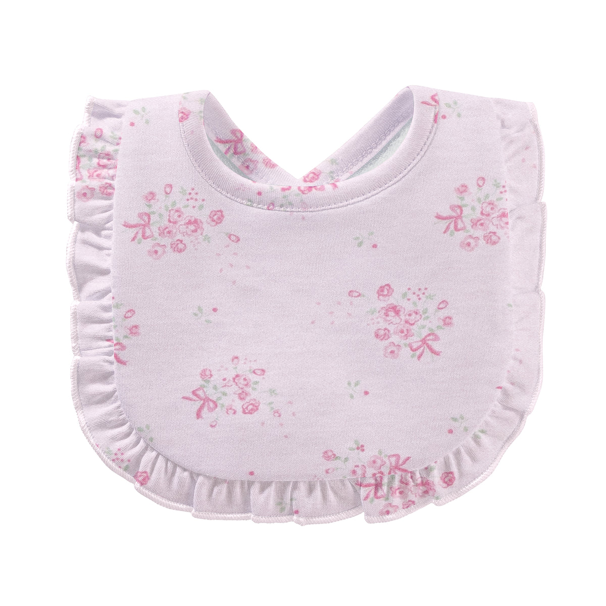 Baby Club Chic Tiny Bunch of Roses Printed Pima Bib with Ruffle