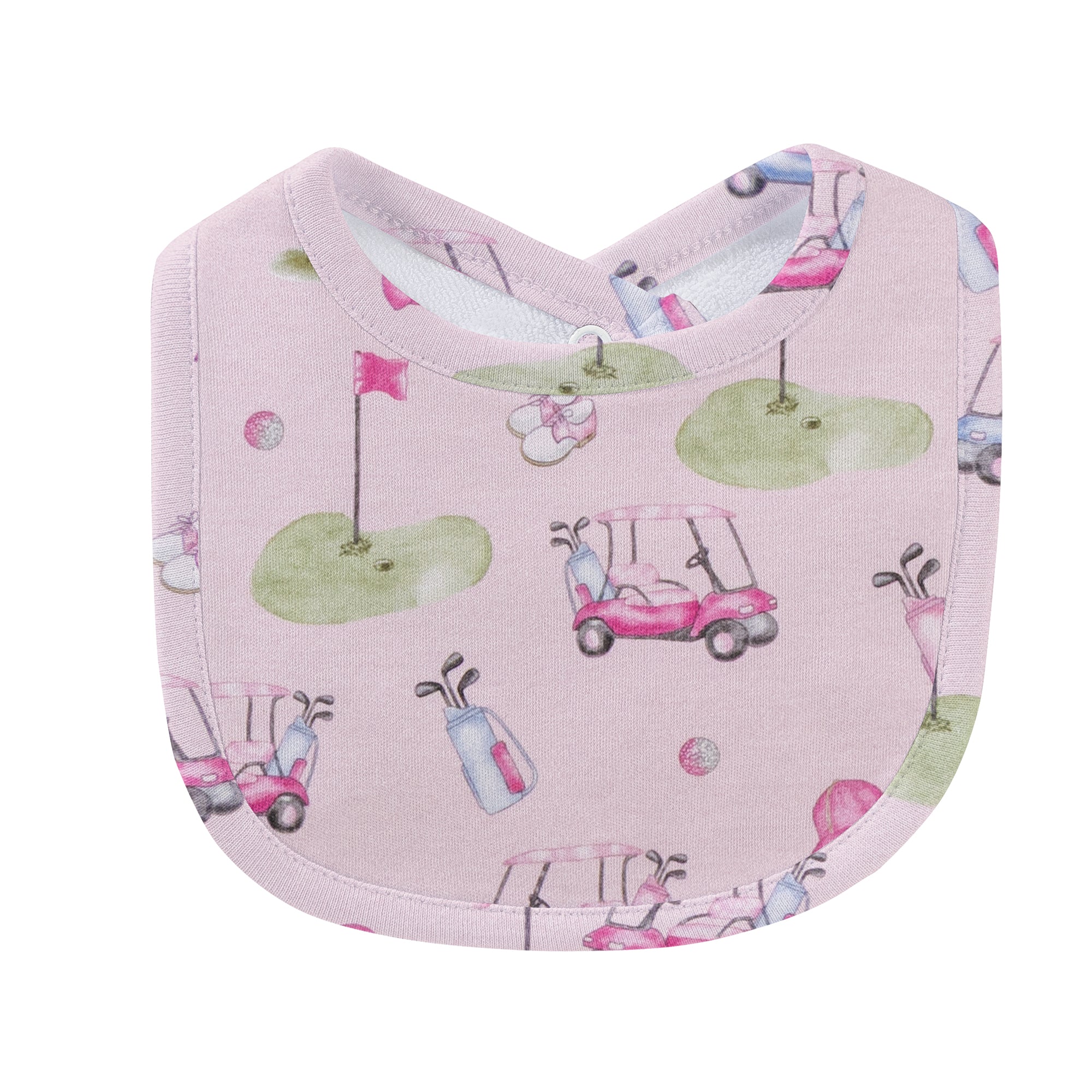 Baby Club Chic Golfing in Pink Printed Pima Bib