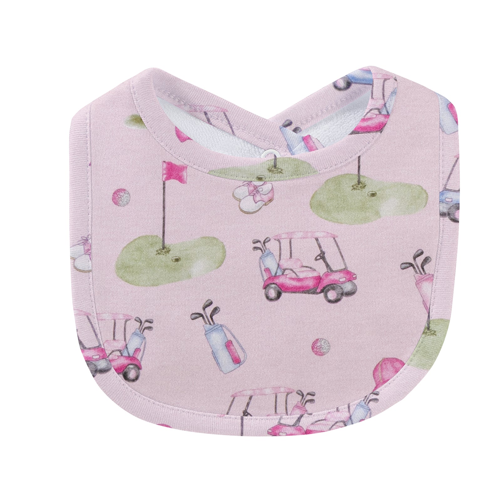 Baby Club Chic Golfing in Pink Printed Pima Bib
