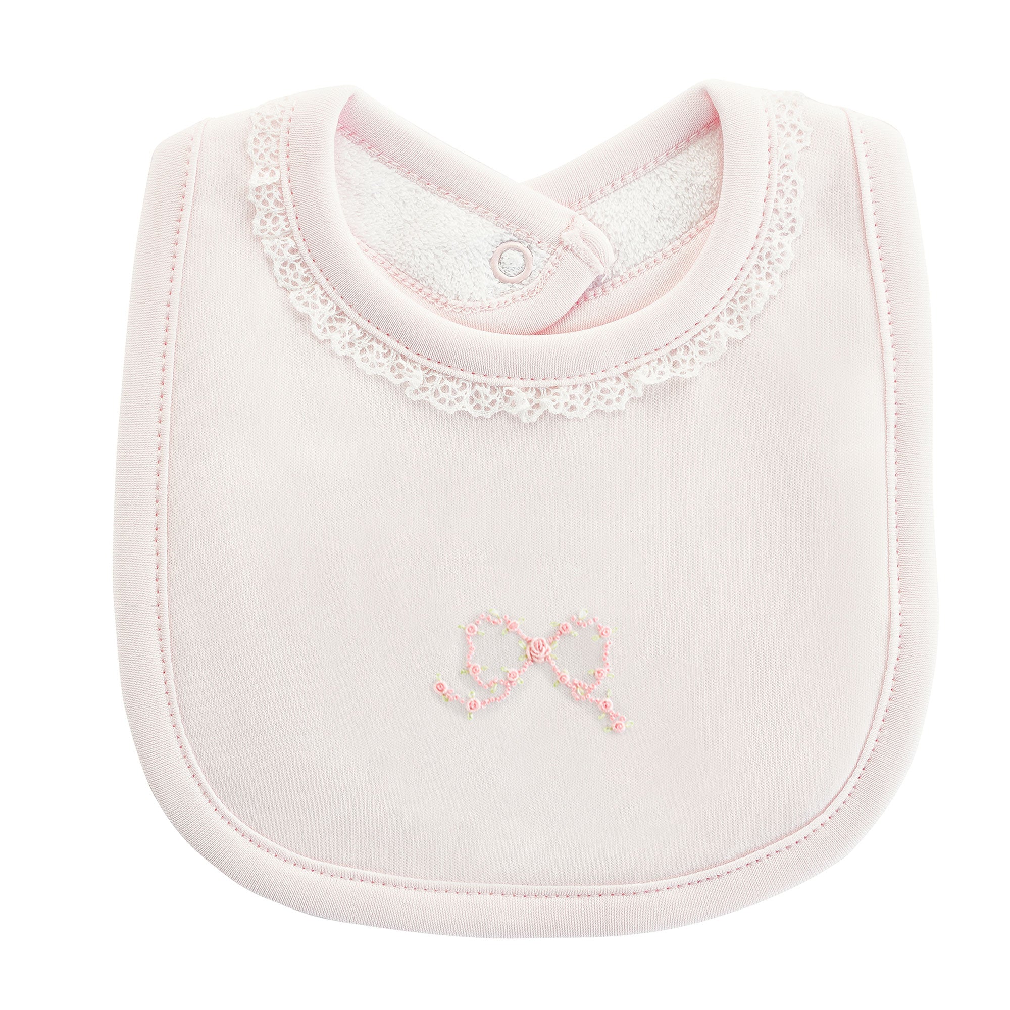 Baby Club Chic Pretty Bow Bib w/Lace Trim