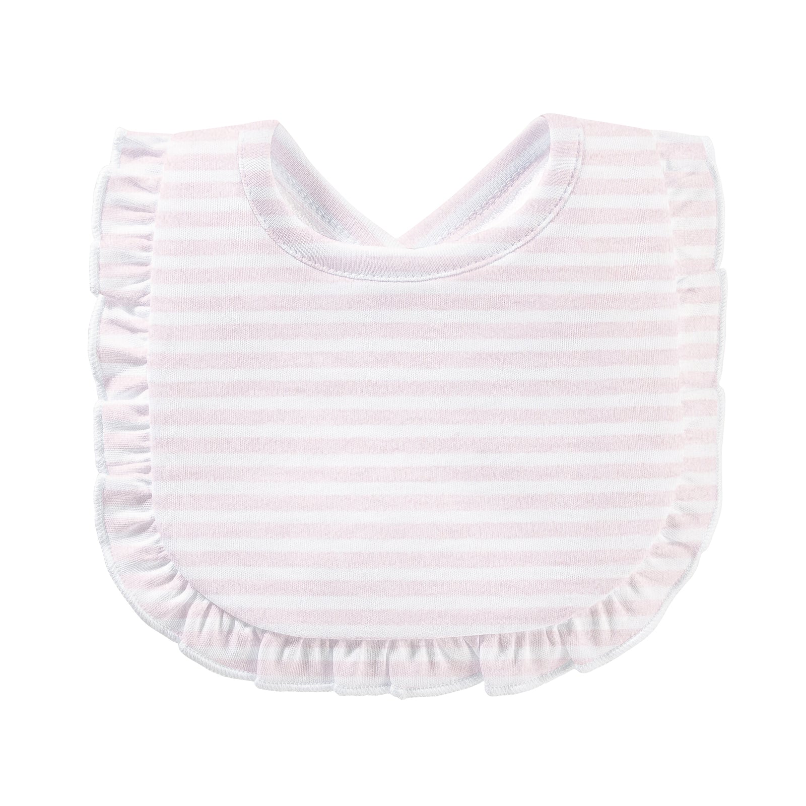 Pink Stripes Printed Bib With Ruffle