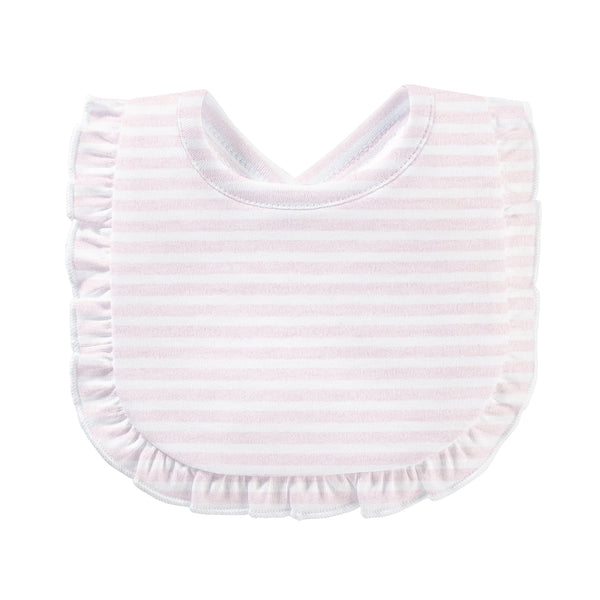 Pink Stripes Printed Bib With Ruffle