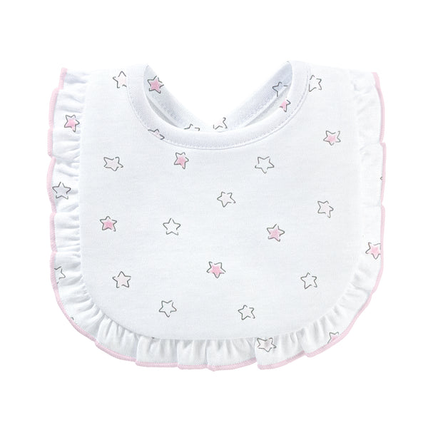 Bib - Pink Little Stars with Ruffle