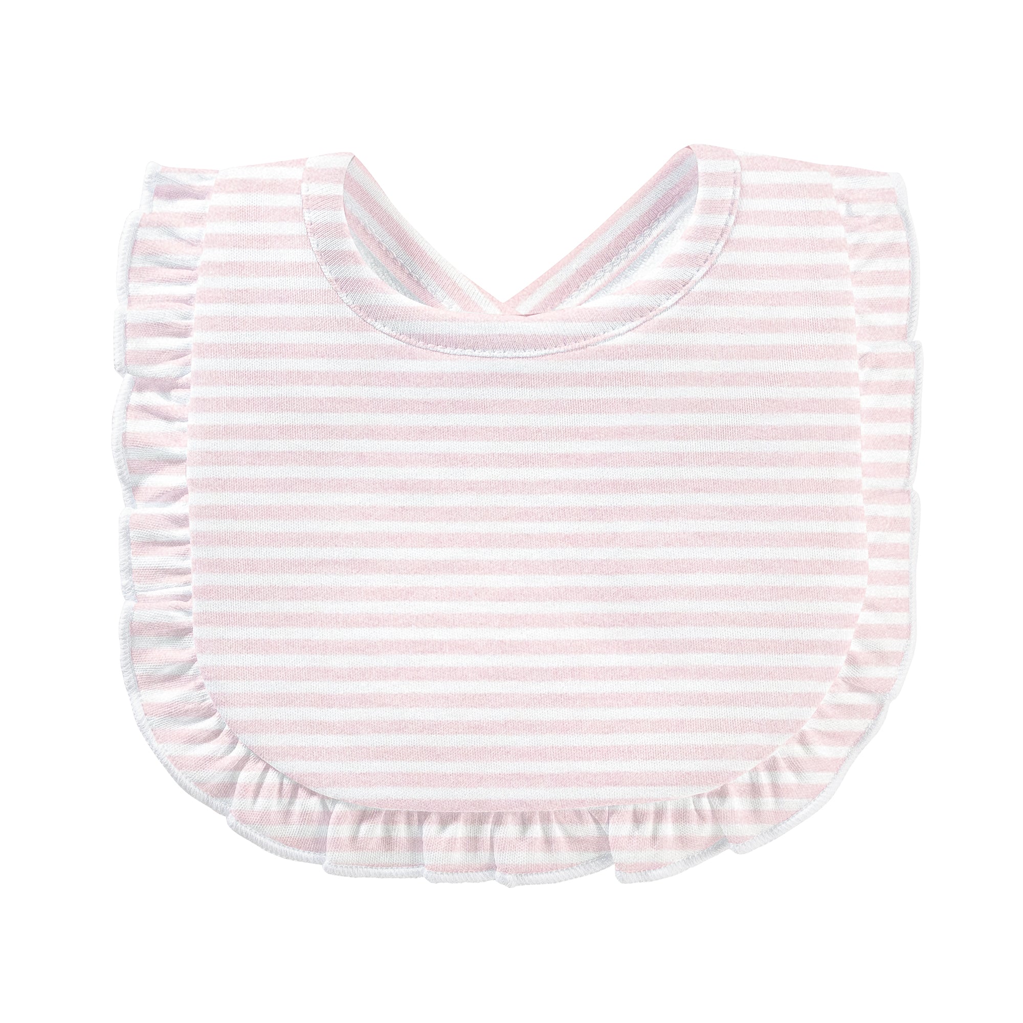 Pink Stripes III Printed Bib With Ruffle