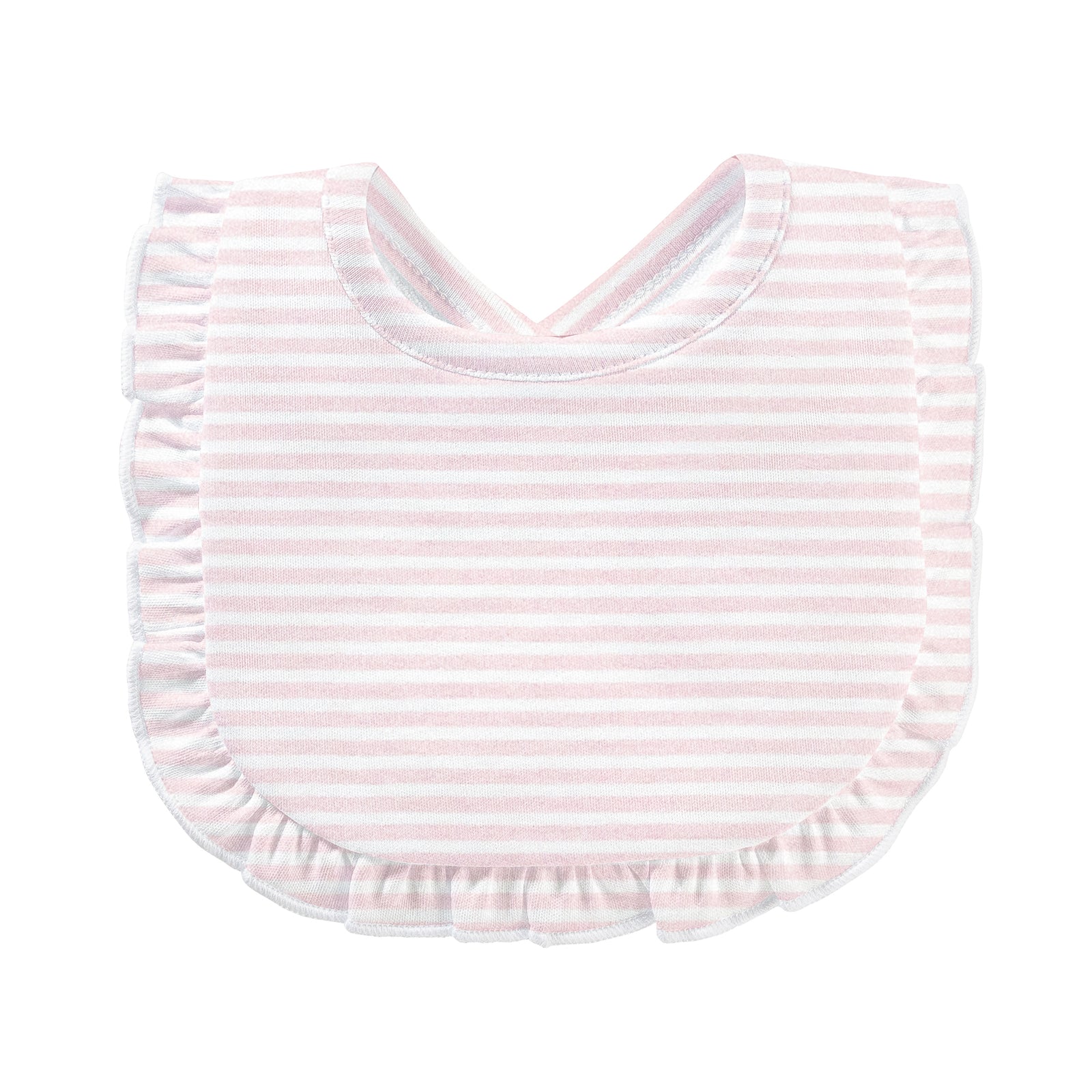 Pink Stripes III Printed Bib With Ruffle