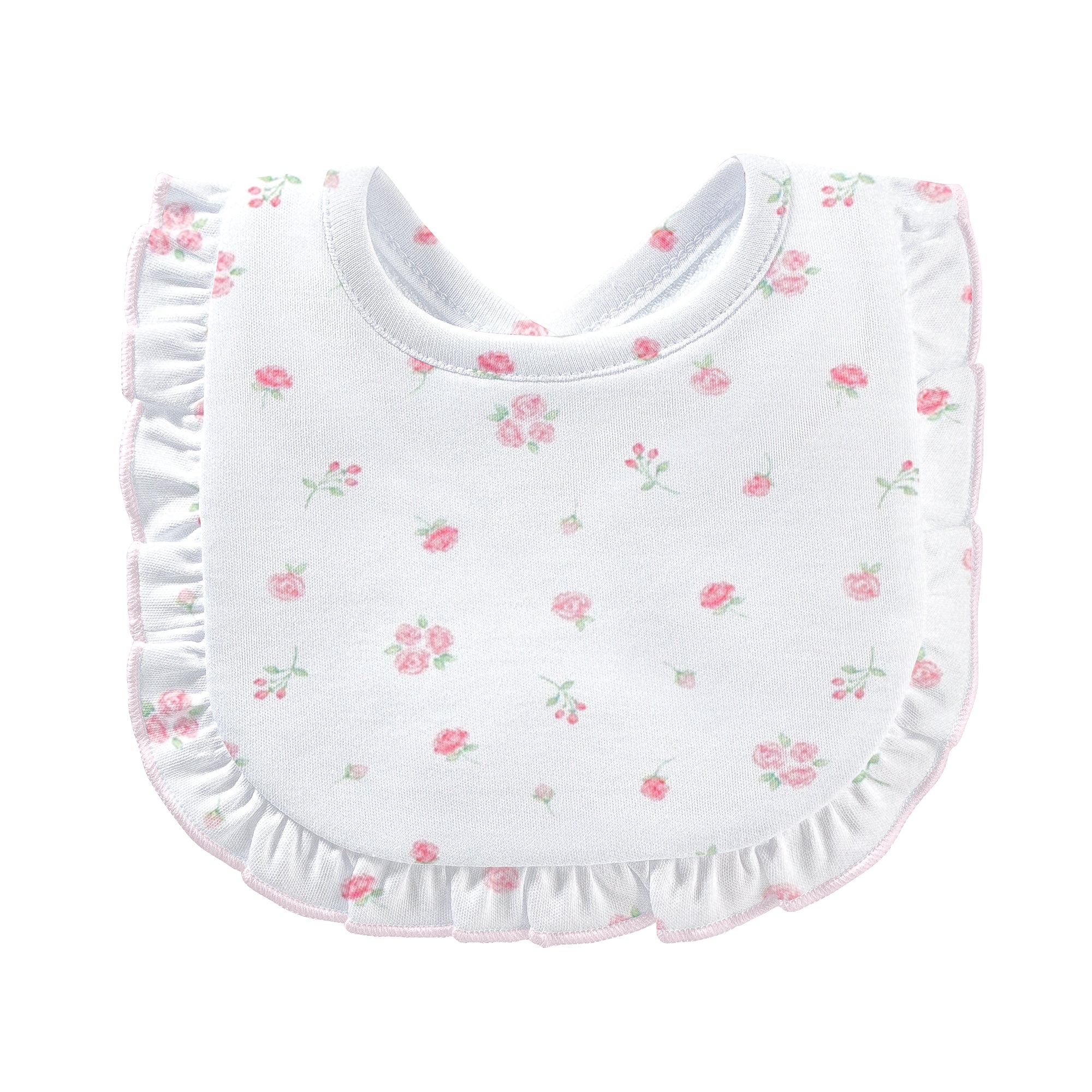 Tiny Rosebud Printed Bib with Ruffle