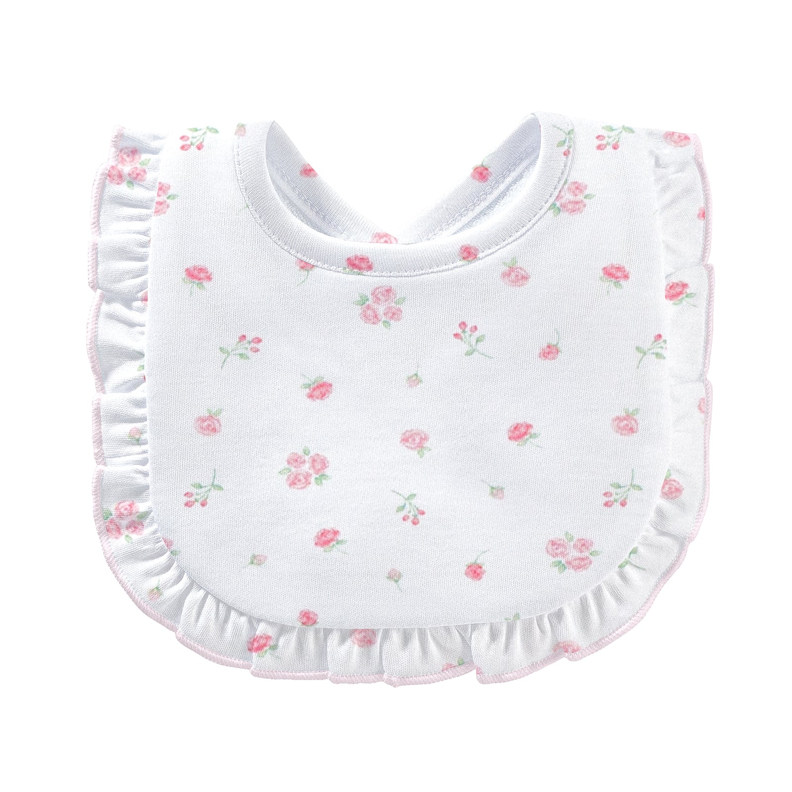 Tiny Rosebud Printed Bib with Ruffle
