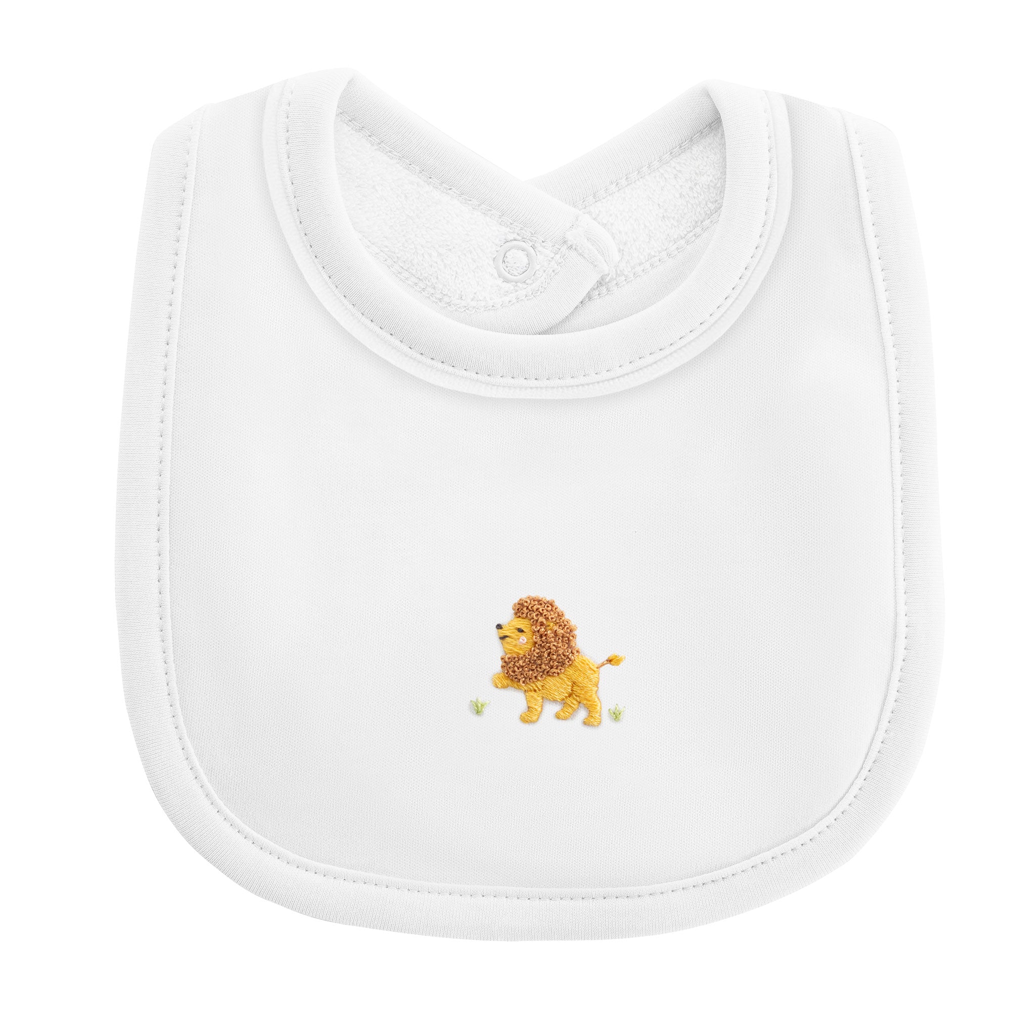 Baby Club Chic Safari Adventure Embroidered Pima Bib with Piping Trim