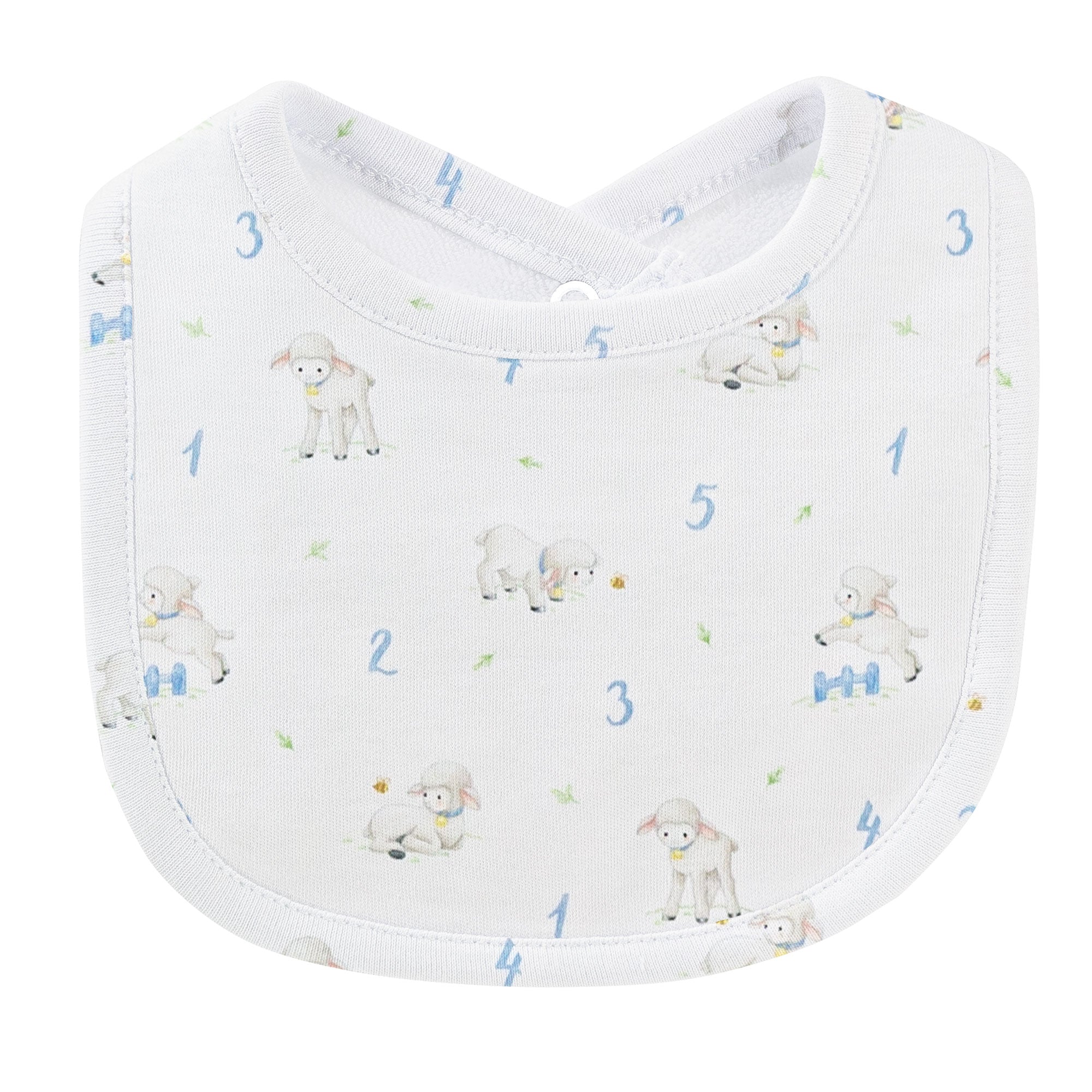 Counting Baby Sheep Blue Printed Bib