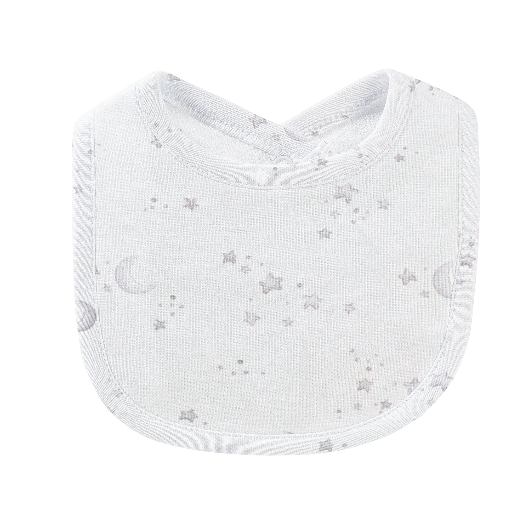 Baby Club Chic Whispers of Stars Gray Printed Pima Bib