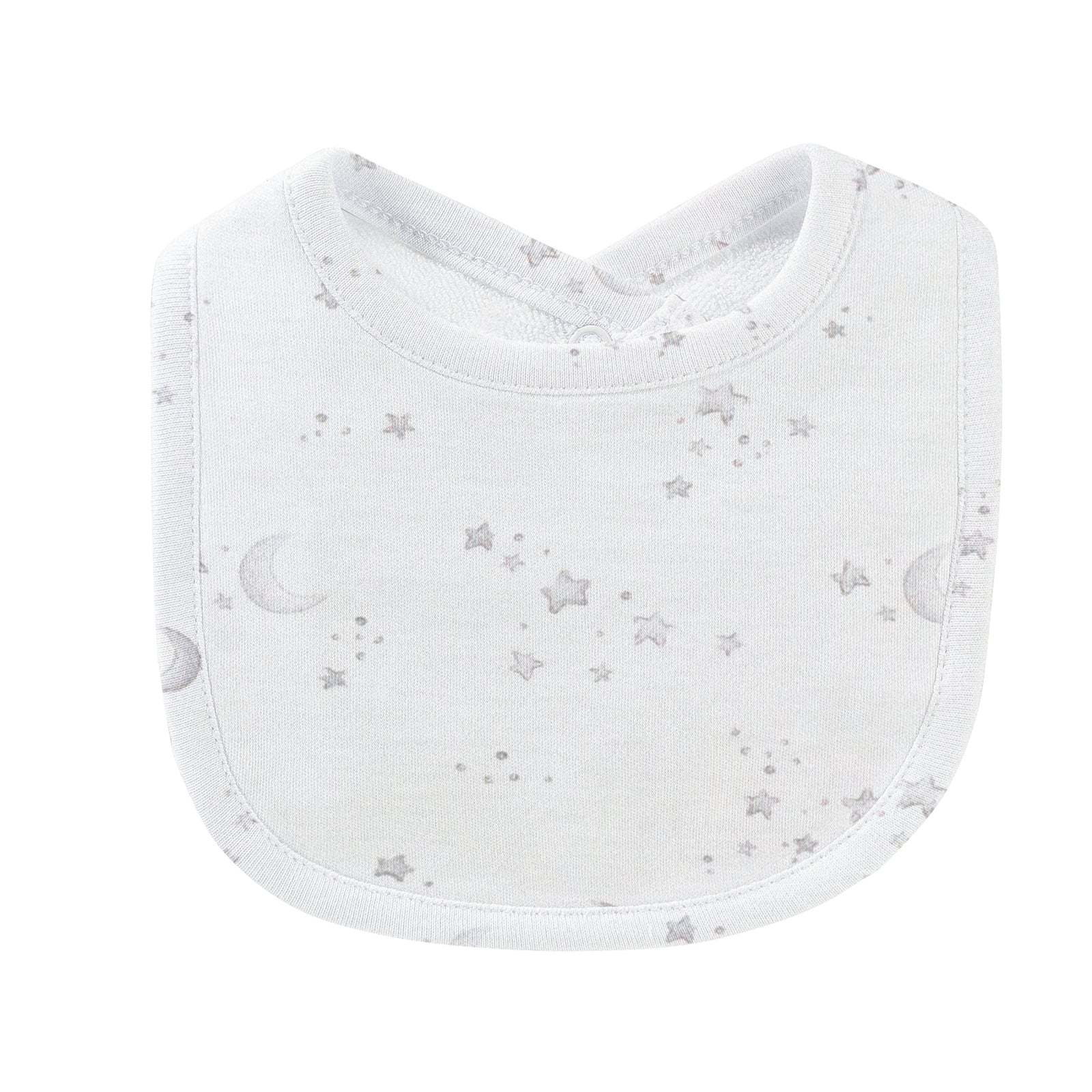 Baby Club Chic Whispers of Stars Gray Printed Pima Bib
