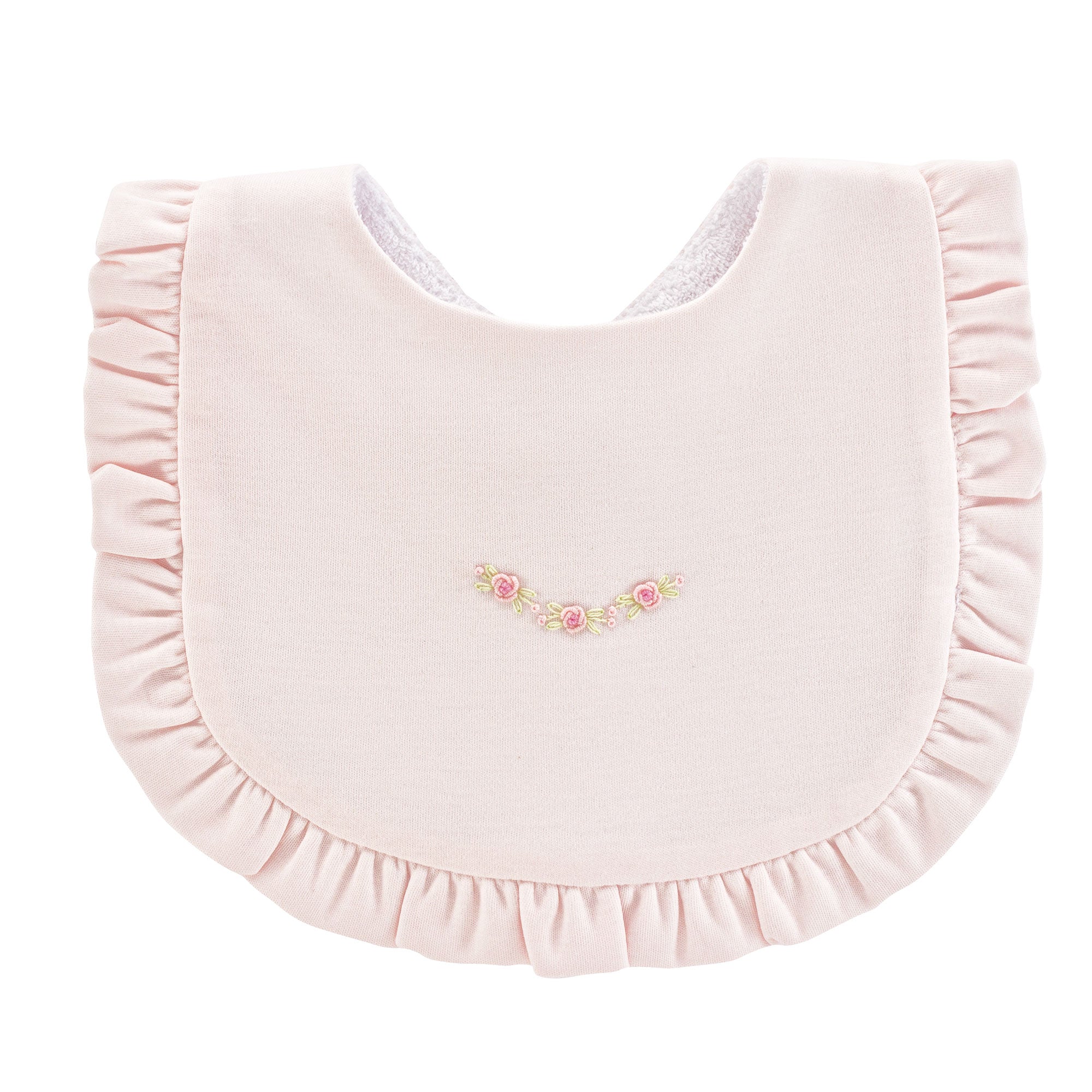 Sweet Roses Ruffled Bib w/Embroidery