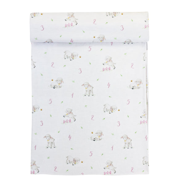 Counting Baby Sheep Pink Printed Swaddle Blanket